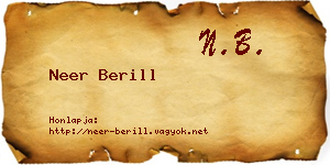 Neer Berill névjegykártya